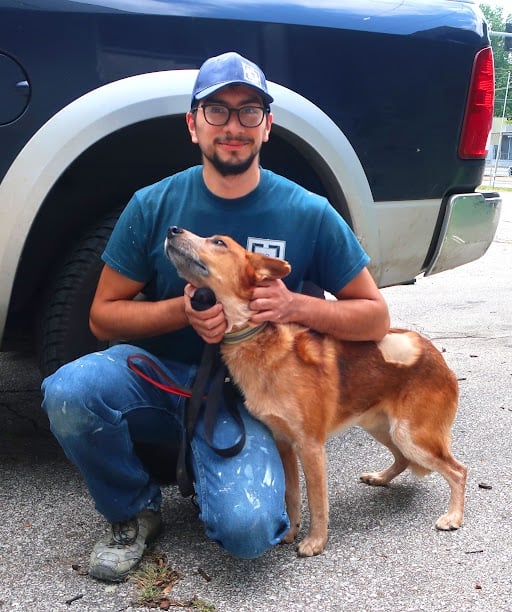 man and his blue heeler