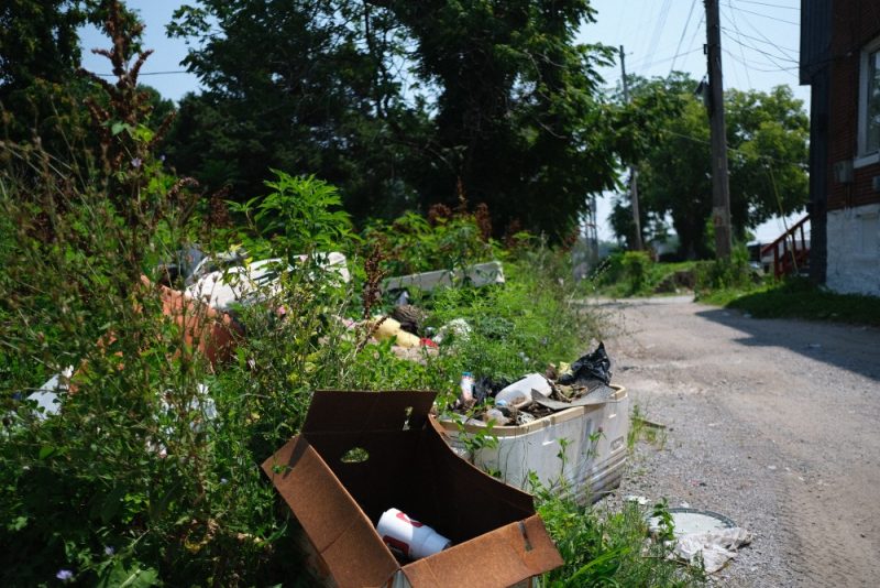 Trash and debris pile up in northeast Kansas City. 