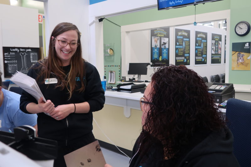 PRCKC staff during a rare lull in the action during spay and neuter surgery check in. 