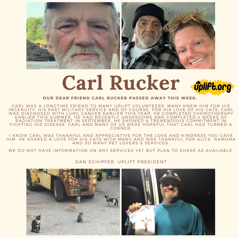 A poster featuring Carl, a man who recently passed