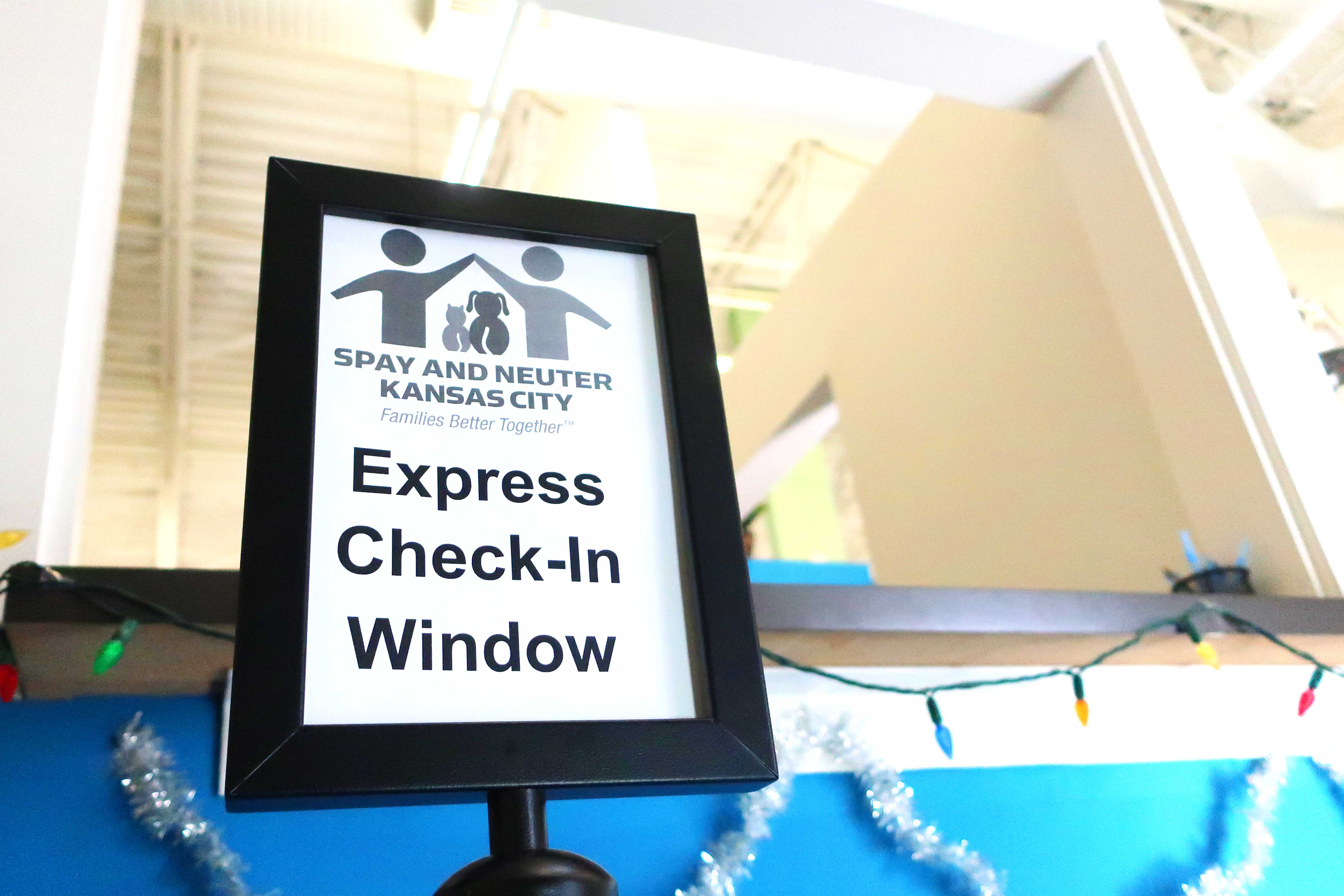 A sign for an express check-in window