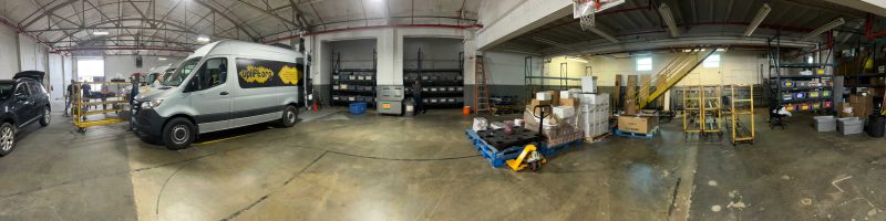 A panoramic picture of the Uplift warehouse